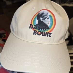 David Bowie Beige Adjustable Strap Cap with Rainbow Design